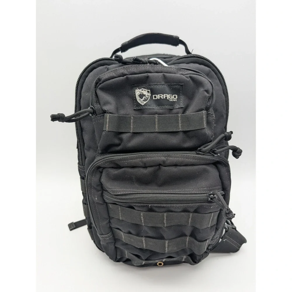 Drago Gear Tactical Sling Backpack Black MOLLE Single Strap Bag